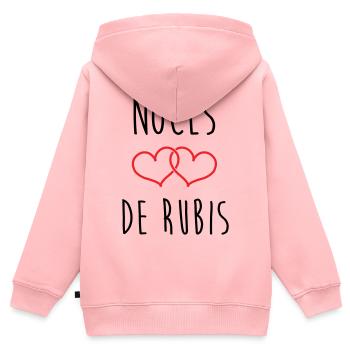 Noce de Rubis 35 ans de mariage - Sweat Premium à capuche zippé enfant bio - rose - Dos - AI Model Kid Female (0cm)