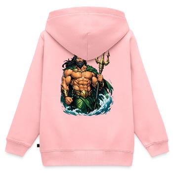 Poseidon-König mit Dreizack - Kinder Premium Organic Zip Hoodie - Rosa - Hinten - AI Model Kid Female (0cm)