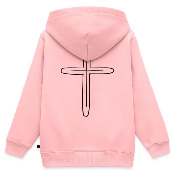 croix - Sweat Premium à capuche zippé enfant bio - rose - Dos - AI Model Kid Female (0cm)
