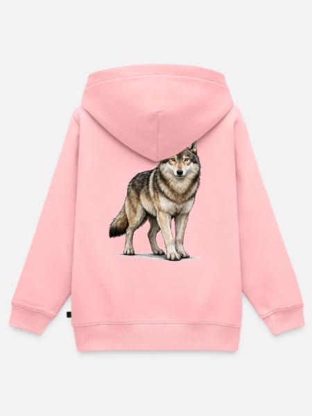 Wolf Tier - Kinder Premium Organic Zip Hoodie - Rosa