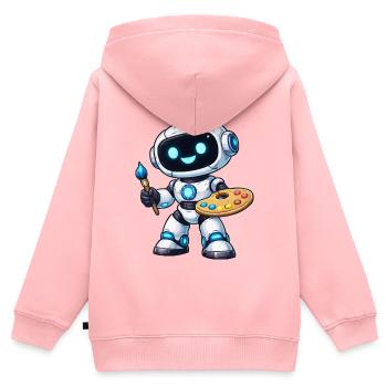 Künstlerischer Malroboter mit Palette - Kinder Premium Organic Zip Hoodie - Rosa - Hinten - AI Model Kid Female (0cm)