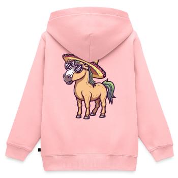 Pferd Lustig Sombrero - Kinder Premium Organic Zip Hoodie - Rosa - Hinten - AI Model Kid Female (0cm)