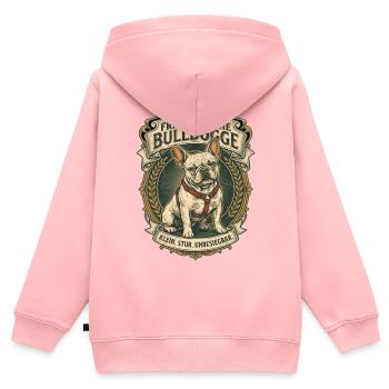 Französische Bulldogge – Klein Stur Unbesiegbar |  - Kinder Premium Organic Zip Hoodie - Rosa - Hinten - AI Model Kid Female (0cm)