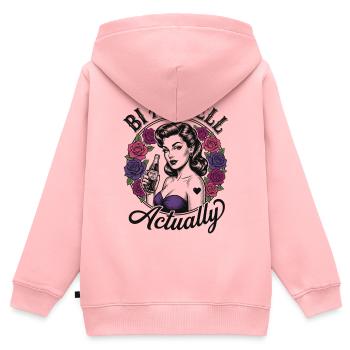 Mois de la fierté LGBTQ - Bi En Fait - Sweat Premium à capuche zippé enfant bio - rose - Dos - AI Model Kid Female (0cm)