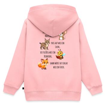 Waldfreunde Lernspruch für den Schulanfang 2026 - Kinder Premium Organic Zip Hoodie - Rosa - Hinten - AI Model Kid Female (0cm)