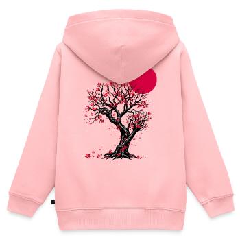 Karmesinblüten-Mondbaum - Kinder Premium Organic Zip Hoodie - Rosa - Hinten - AI Model Kid Female (0cm)