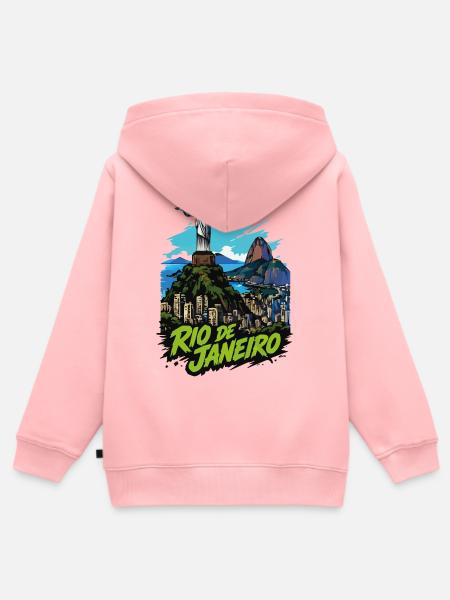 Rio de Janeiro Silhouette - Kinder Premium Organic Zip Hoodie - Rosa