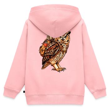 Hibou avec sac à dos - Sweat Premium à capuche zippé enfant bio - rose - Dos - AI Model Kid Female (0cm)