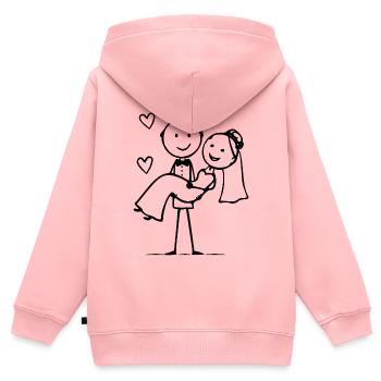Hochzeitspaar Cartoon Herz - Kinder Premium Organic Zip Hoodie - Rosa - Hinten - AI Model Kid Female (0cm)