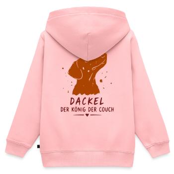 Dackel König der Couch - Kinder Premium Organic Zip Hoodie - Rosa - Hinten - AI Model Kid Female (0cm)