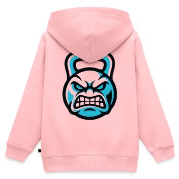 Kettlebell Teufel Grafik - Kinder Premium Organic Zip Hoodie - Rosa - Hinten - AI Model Kid Female (0cm)