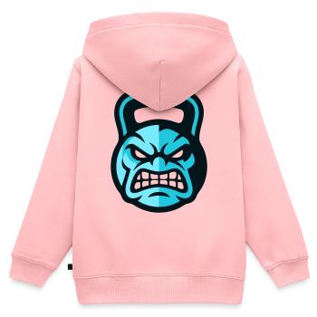 Workout Kettlebell Logo - Kinder Premium Organic Zip Hoodie - Rosa - Hinten - AI Model Kid Female (0cm)