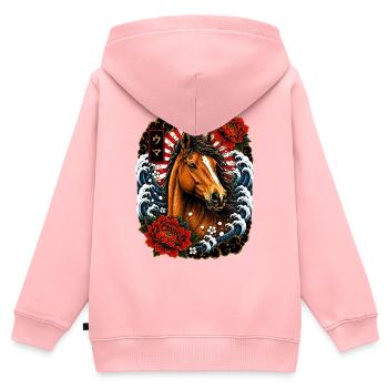 Pferd im japanischen Irezumi Tattoo Stil - Kinder Premium Organic Zip Hoodie - Rosa - Hinten - AI Model Kid Female (0cm)