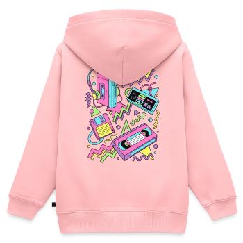 80er 90er Retro Technik Nostalgie Gamer - Kinder Premium Organic Zip Hoodie - Rosa - Hinten - AI Model Kid Female (0cm)