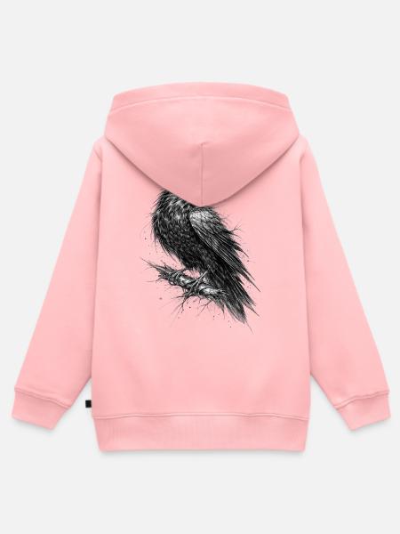 Raben-Skizze Gotische Grafik - Kinder Premium Organic Zip Hoodie - Rosa
