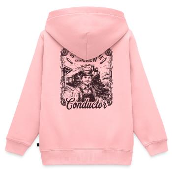 Vintage Dampflokomotive Zugführer Shirt für Kind - Kinder Premium Organic Zip Hoodie - Rosa - Hinten - AI Model Kid Female (0cm)