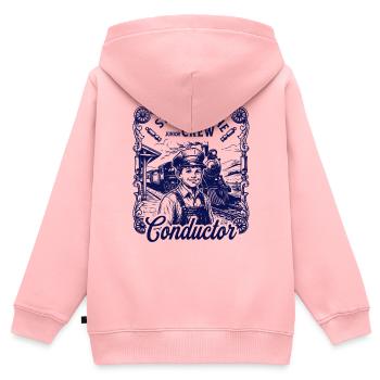 Chemise vintage de conducteur de locomotive à vapeur pour enfant - Sweat Premium à capuche zippé enfant bio - rose - Dos - AI Model Kid Female (0cm)