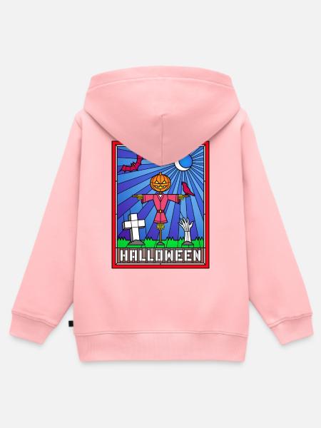 Halloween-Szene Buntglaskunst - Kinder Premium Organic Zip Hoodie - Rosa