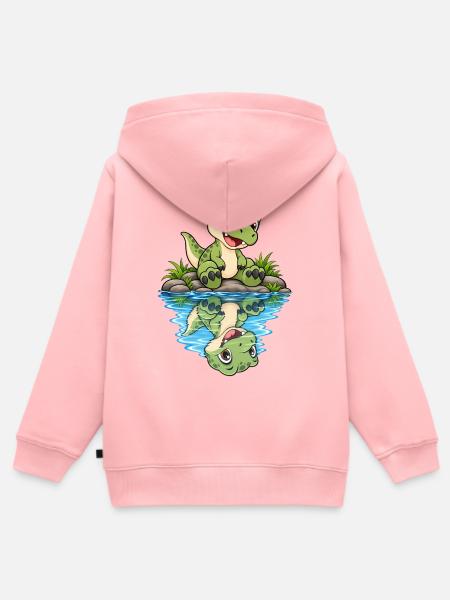 Kleiner Krokodil am Teich - Kinder Premium Organic Zip Hoodie - Rosa