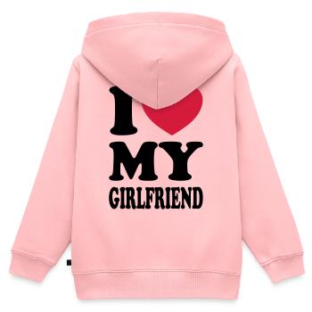 I love my girlfriend - Ich liebe meine Freundin - Kinder Premium Organic Zip Hoodie - Rosa - Hinten - AI Model Kid Female (0cm)