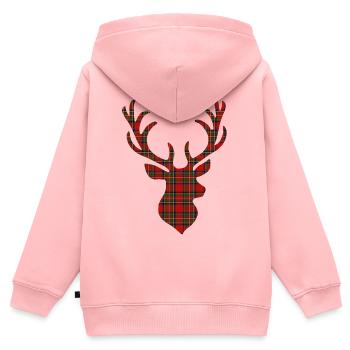Rot-Tartan-Hirsch - Kinder Premium Organic Zip Hoodie - Rosa - Hinten - AI Model Kid Female (0cm)