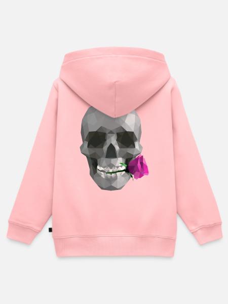 Low Poly Grey Skull – Geometrisch-Romantisch-Gothic - Kinder Premium Organic Zip Hoodie - Rosa