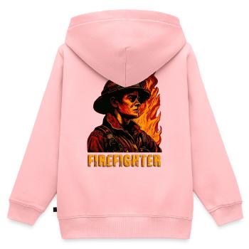 Feuerwehrmann - Kinder Premium Organic Zip Hoodie - Rosa - Hinten - AI Model Kid Female (0cm)