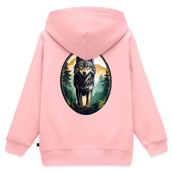 Waldbewohner Wolf - Kinder Premium Organic Zip Hoodie - Rosa - Hinten - AI Model Kid Female (0cm)