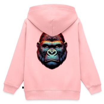 Gorilla - Kinder Premium Organic Zip Hoodie - Rosa - Hinten - AI Model Kid Female (0cm)