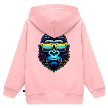 Gorilla - Kinder Premium Organic Zip Hoodie - Rosa - Hinten - AI Model Kid Female (0cm)
