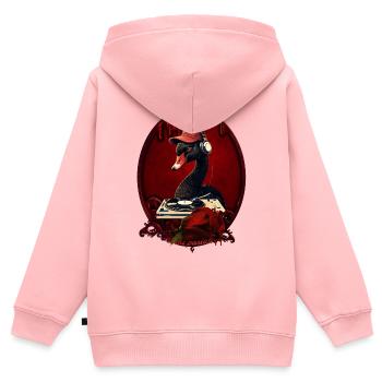 Le cygne noir, symbole de créativité - Sweat Premium à capuche zippé enfant bio - rose - Dos - AI Model Kid Female (0cm)