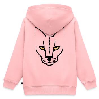 Le regard du chat - Sweat Premium à capuche zippé enfant bio - rose - Dos - AI Model Kid Female (0cm)
