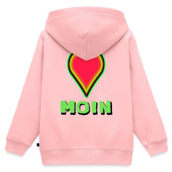 Herzdesign mit leuchtender Umrandung Moin aus Lieb - Kinder Premium Organic Zip Hoodie - Rosa - Hinten - AI Model Kid Female (0cm)