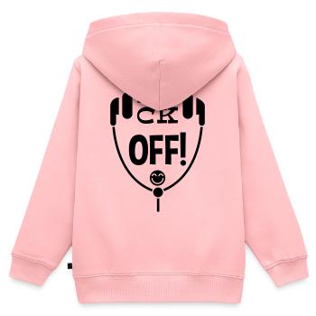 Humorous Headphone Artwork Featuring Unique Text a - Sweat Premium à capuche zippé enfant bio - rose - Dos - AI Model Kid Female (0cm)