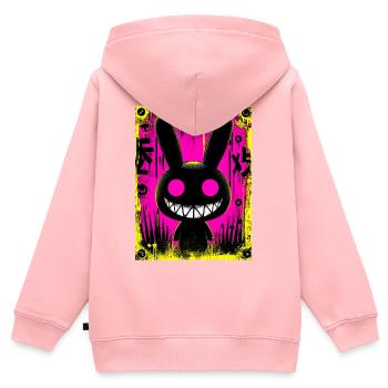 Electro Black Rabbit - Kinder Premium Organic Zip Hoodie - Rosa - Hinten - AI Model Kid Female (0cm)