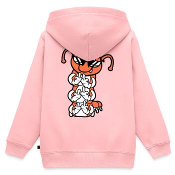 Raupe Mittelfinger Beleidigung Sonnenbrille Cool - Kinder Premium Organic Zip Hoodie - Rosa - Hinten - AI Model Kid Female (0cm)