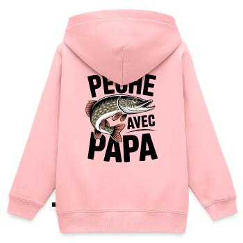 Angeln mit Papa - Barsch-Silhouette in Aktion - Kinder Premium Organic Zip Hoodie - Rosa - Hinten - AI Model Kid Female (0cm)