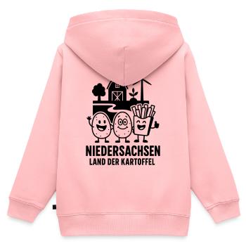 Kartoffel Niedersachsen - Kinder Premium Organic Zip Hoodie - Rosa - Hinten - AI Model Kid Female (0cm)