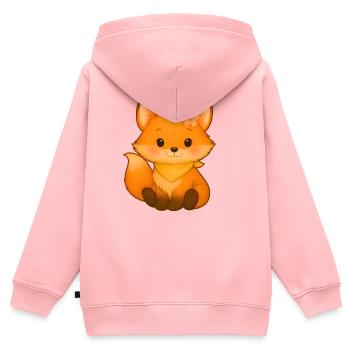 Kleiner Fuchs mit Blume und Halsband - Kinder Premium Organic Zip Hoodie - Rosa - Hinten - AI Model Kid Female (0cm)