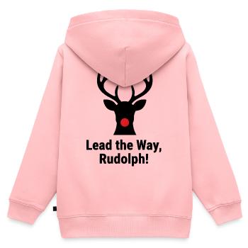 Lead the Way, Rudolph! - Kids Premium Organic Zip-up Hoodie - rose - Back - AI Model Kid Female (0cm)
