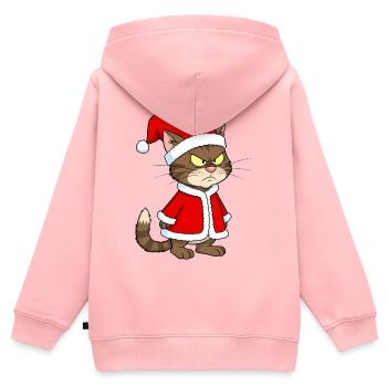 Katze Weihnachten grimmig lustig - Kinder Premium Organic Zip Hoodie - Rosa - Hinten - AI Model Kid Female (0cm)