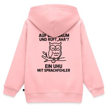 uhu sprachfehler witz - Kinder Premium Organic Zip Hoodie - Rosa - Hinten - AI Model Kid Female (0cm)