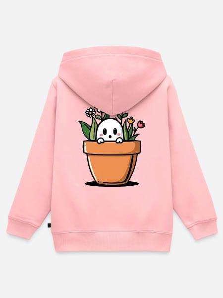 Schüchterner Geist hinter Blumentopf - Kinder Premium Organic Zip Hoodie - Rosa
