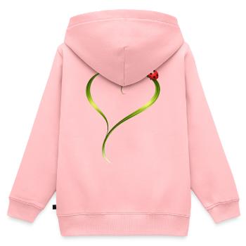 Marienkäfer auf Herz aus Grashalm  - Kinder Premium Organic Zip Hoodie - Rosa - Hinten - AI Model Kid Female (0cm)