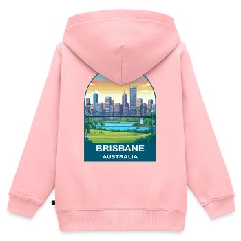 Affiche de voyage Brisbane Australia Story Bridge - Sweat Premium à capuche zippé enfant bio - rose - Dos - AI Model Kid Female (0cm)