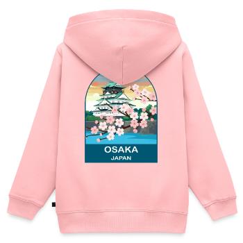 Osaka Japan Vintage-Reiseplakat-Kunst - Kinder Premium Organic Zip Hoodie - Rosa - Hinten - AI Model Kid Female (0cm)