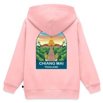 Chiang Mai Thailand Doi Suthep Reiseplakat-Kunst - Kinder Premium Organic Zip Hoodie - Rosa - Hinten - AI Model Kid Female (0cm)