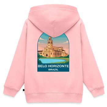 Affiche de voyage vintage à Belo Horizonte, Brésil - Sweat Premium à capuche zippé enfant bio - rose - Dos - AI Model Kid Female (0cm)