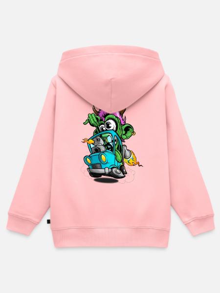 Flaming Monster Roadster - Kinder Premium Organic Zip Hoodie - Rosa