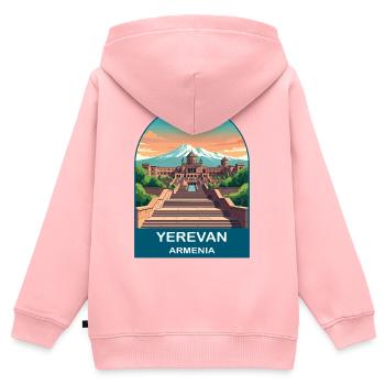 Jerewan Armenien Berg Ararat Vintage Reisekunst - Kinder Premium Organic Zip Hoodie - Rosa - Hinten - AI Model Kid Female (0cm)